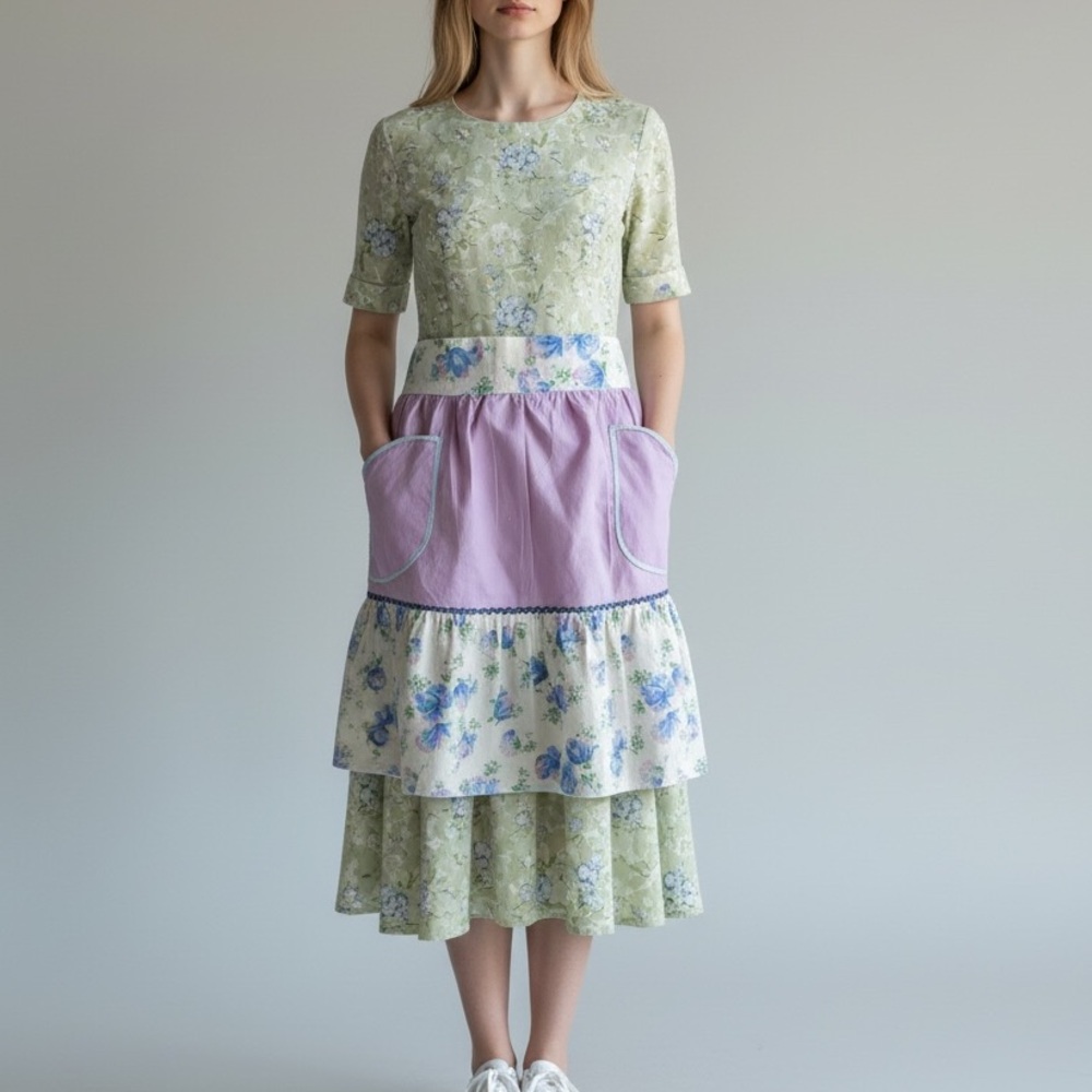 Vintage 50’s Floral 2 Pocket Half Apron